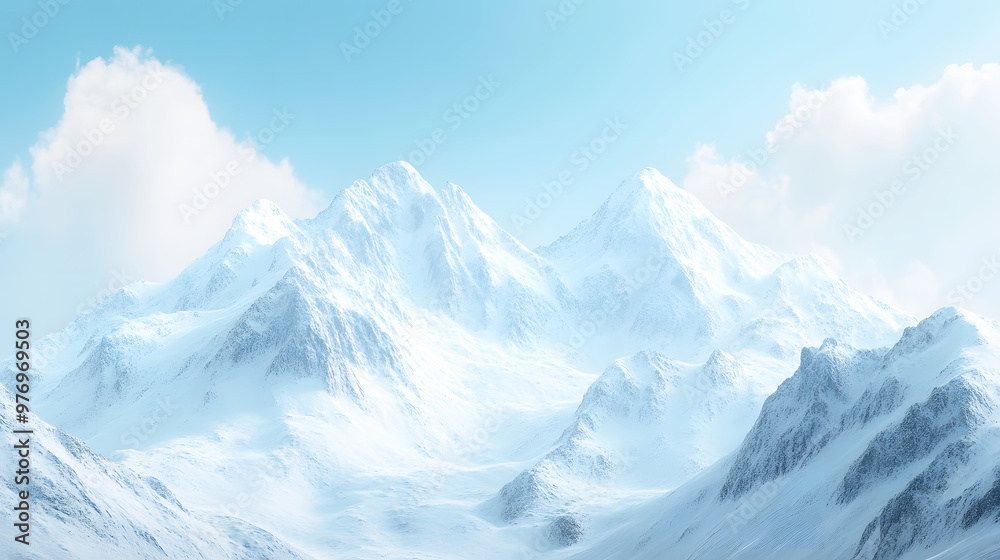 majestic mountain range dusted with fresh snow under a bright majestic mountain range dusted with fresh snow under a bright