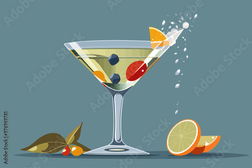 dry martini  cocktails clipart flat illustraton