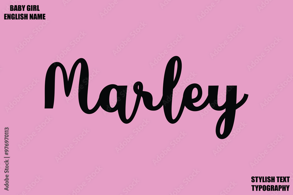 Baby Girl Name Stylish Cursive Text Typography Marley.