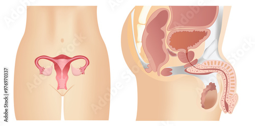 Male and female sexual system vector set