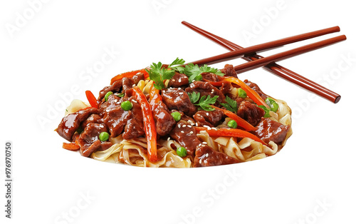 Delicious food chop suey on transparent background, png	 photo