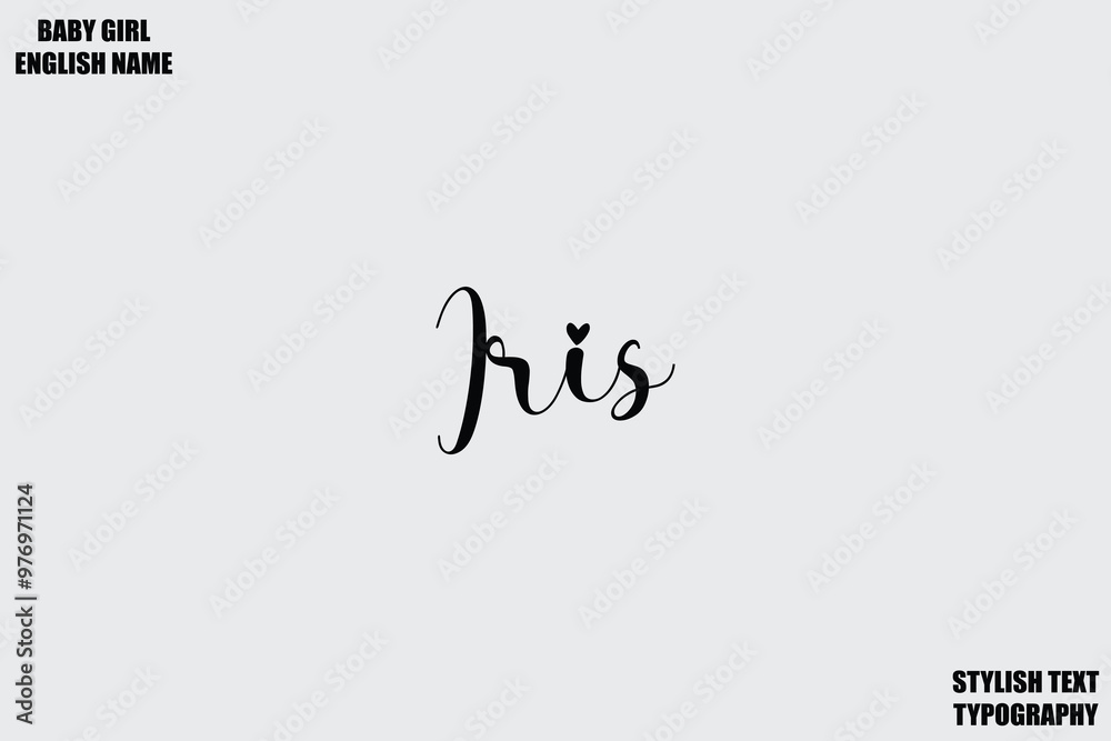 Baby Girl Name Stylish Cursive Text Typography Iris Baby Girl Name Stylish Cursive Text Typography Iris