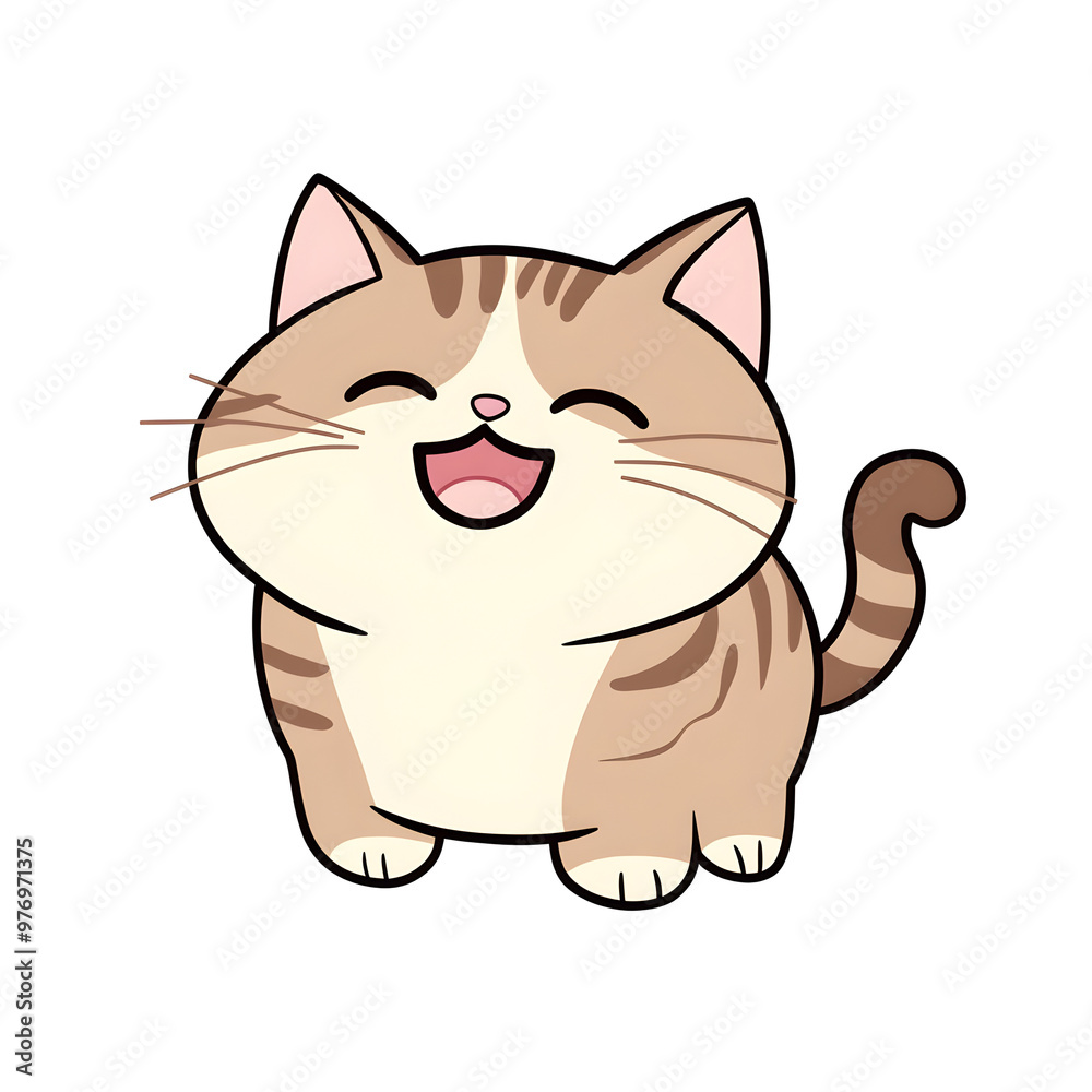 Cheerful and Playful Chibi Style Maine Cats with Wagging Tails on Pastel Background Cheerful and Playful Chibi Style Maine Cats with Wagging Tails on Pastel Background