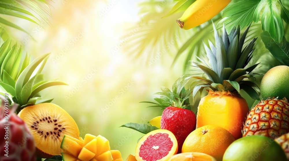 A bunch of different fruits are sitting on a table, AI A bunch of different fruits are sitting on a table, AI