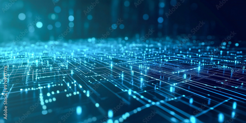 Obraz premium Abstract background of digital data that shows the technological processes of science and education