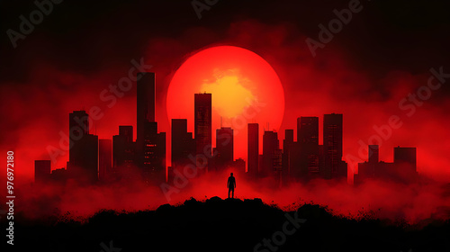A single figure stands on a...