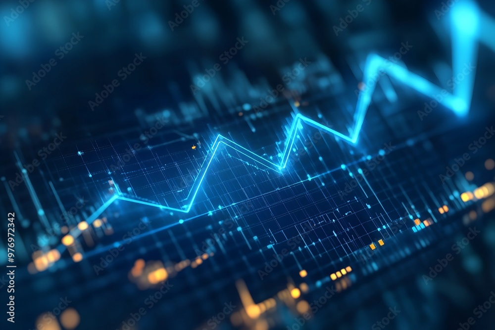 3d Blue growth graph business chart data diagram on success financial ...