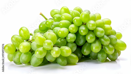 A bunch of fresh green grapes on a white background, grapes, green, fruit, juicy, organic, food, healthy, vine, agriculture