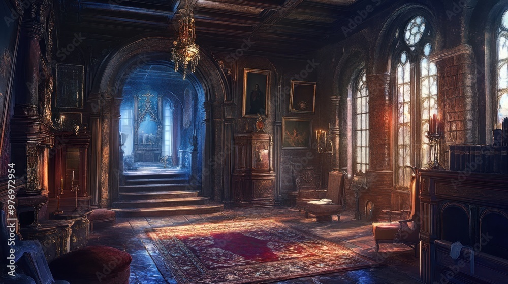 Obraz premium Dark Interior of a Gothic Manor