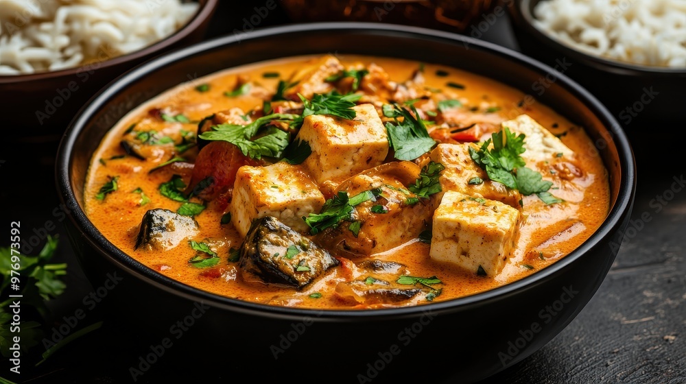 Delicious Indian Tofu Curry with Rice Delicious Indian Tofu Curry with Rice