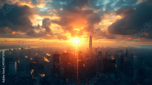 A stunning aerial view of a...
