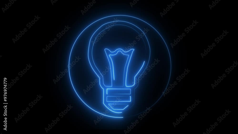 light bulb on black background cyan color light bulb on black background cyan color