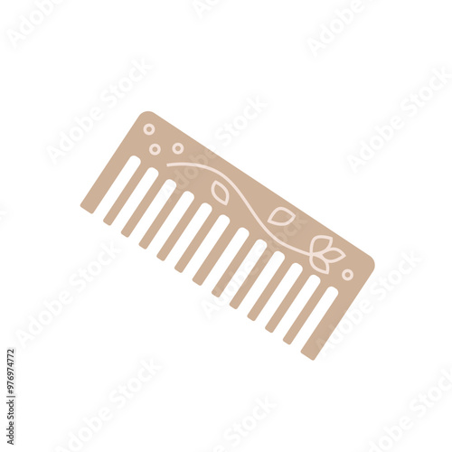 Simple wooden comb for women isolated on white. Stylish accessory for hair care.