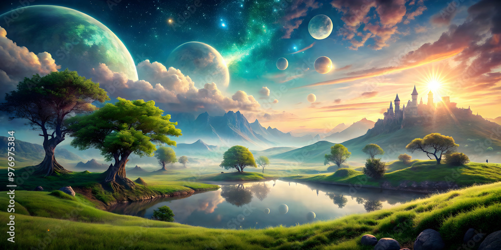 Obraz premium Magical landscapes with parallax effects to evoke a sense of wonder, magical, landscape, parallax, effects, wonder