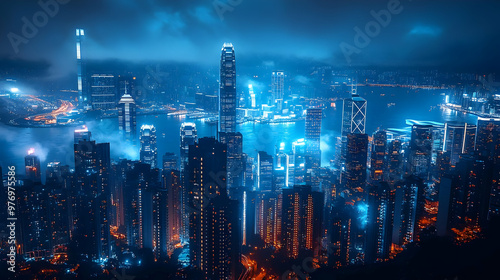 A stunning aerial view of a...