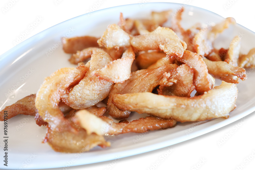 Top view of Deep fried dried pork, focus selective Top view of Deep fried dried pork, focus selective