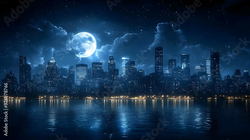 A stunning night cityscape ...