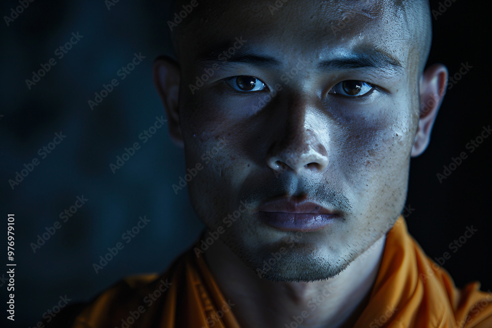 Generative AI image of monk meditating peace and harmony Generative AI image of monk meditating peace and harmony