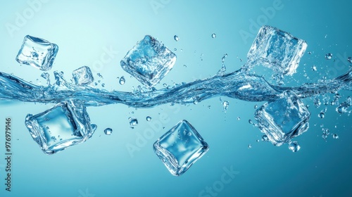 Wallpaper Mural Ice Cubes in Water Splash Torontodigital.ca