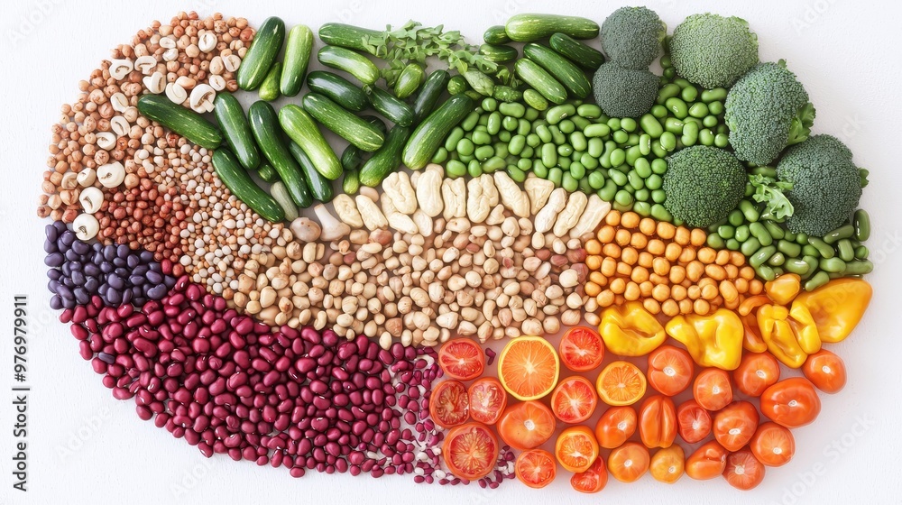 Fototapeta premium Colorful Vegetable and Bean Rainbow Food Photography