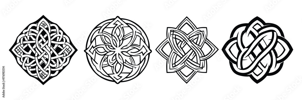 Obraz premium Intricate Celtic Knotwork Vector Set - Timeless Geometric Designs