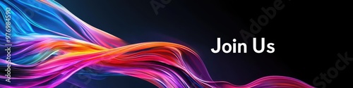 Vibrant Join Us event poster on black background