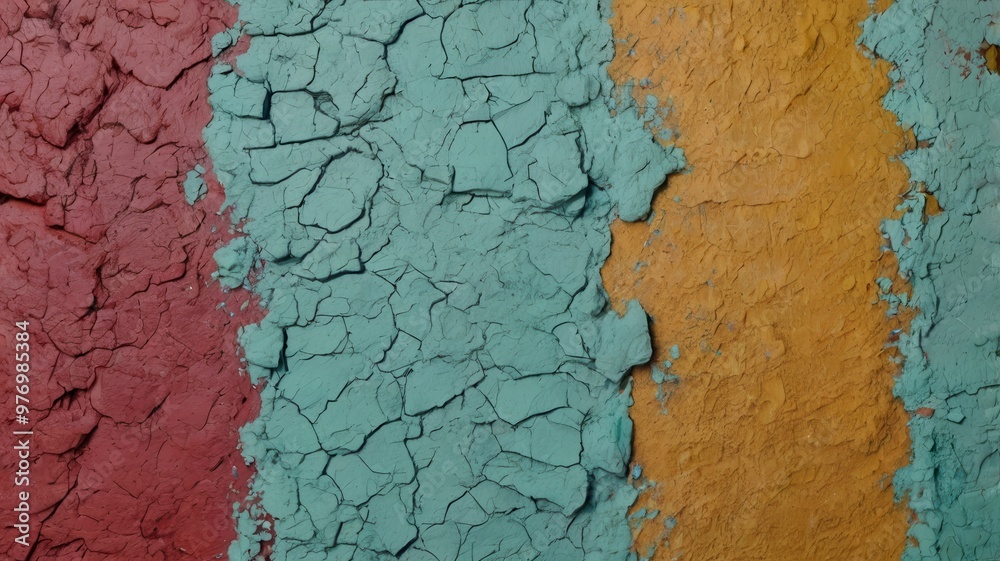 Naklejka premium Paper, Patterns, Background, Abstraction, Texture, Yellow, Red, Blue, Orange, Purple, White, Scratches, Gradient, Cracks, Wall