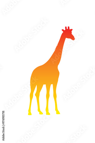 The silhouette of a giraffe. Original vector illustration in vintage style. photo