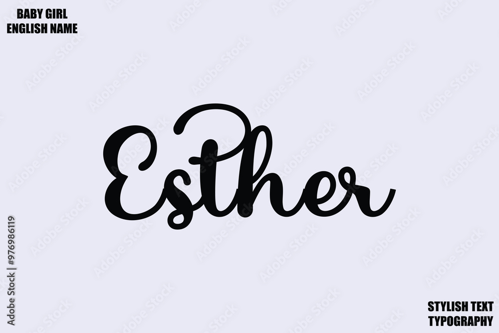 Fototapeta premium Baby Girl Name Stylish Cursive Text Typography Esther.