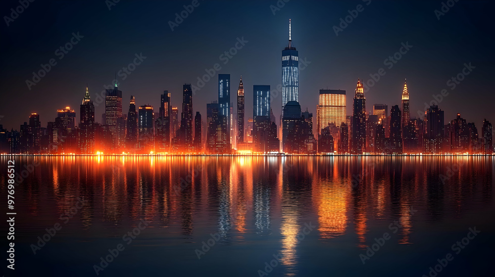 Obraz premium skyline, night, city