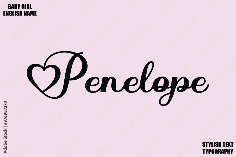 Obraz premium Female Name - in Stylish Cursive Typography Text Penelope