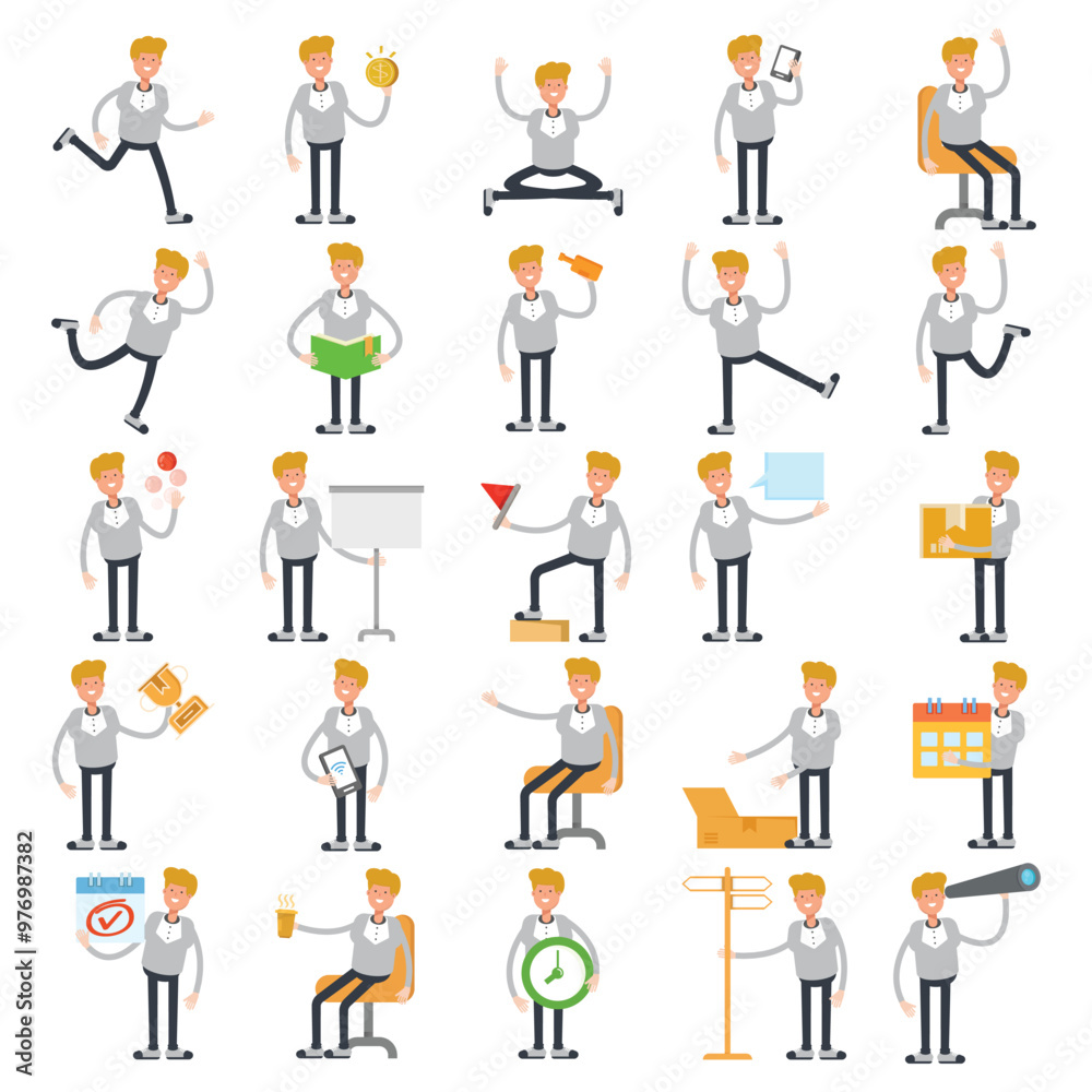 people characters set in various poses illustration people characters set in various poses illustration