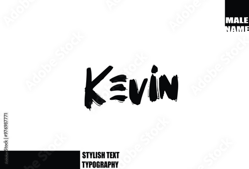 Baby Boy Name In Bold Grunge And Rough Typography Brush Text Kevin photo