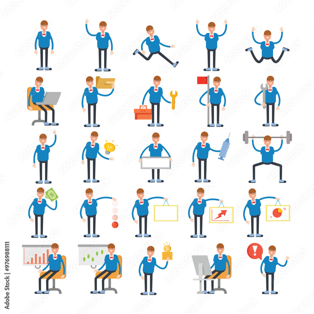 man character avatars in various pose illustration man character avatars in various pose illustration