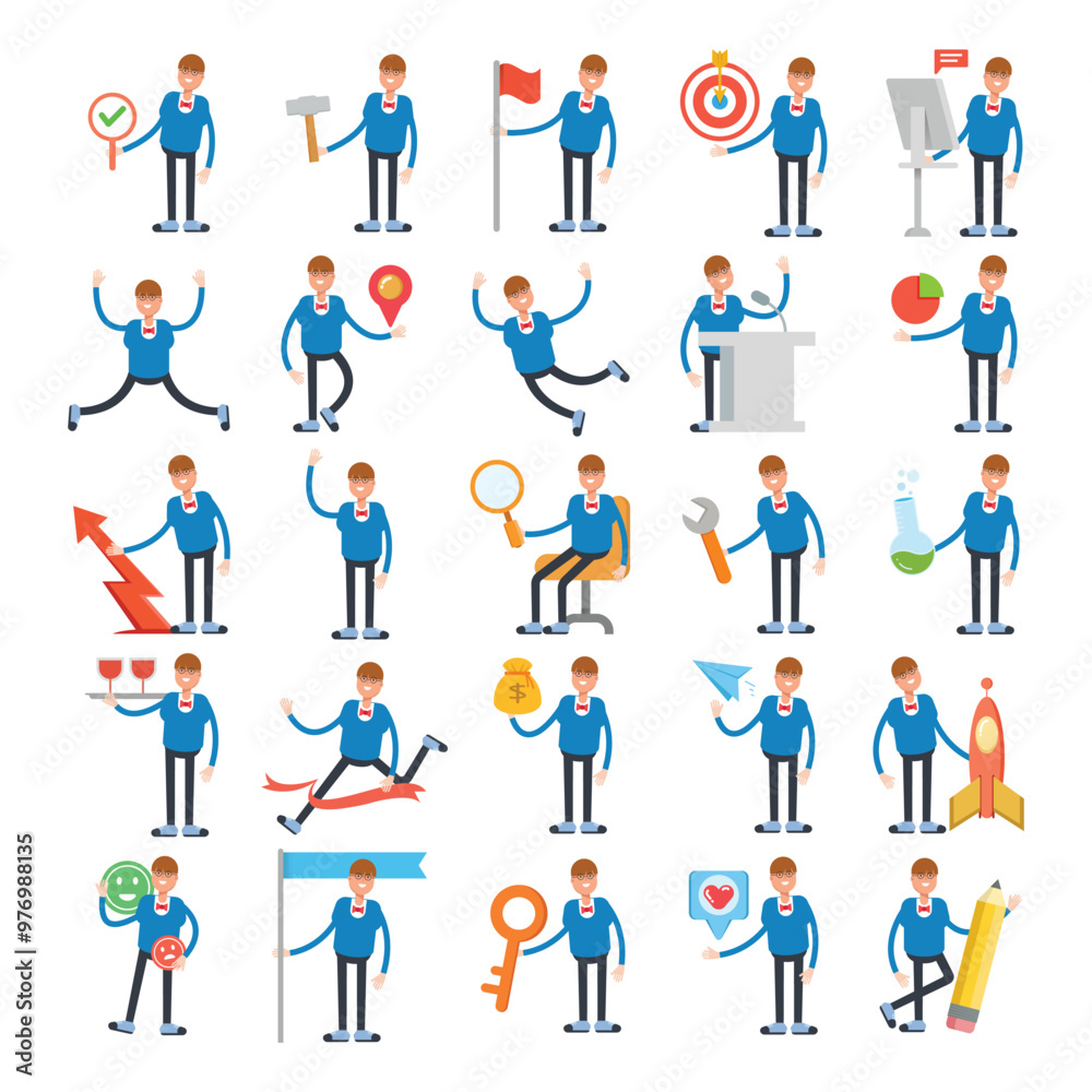man character avatars in various pose illustration man character avatars in various pose illustration