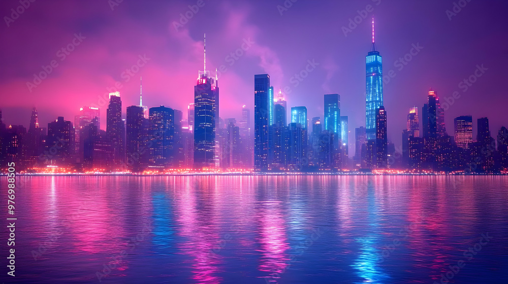 Obraz premium cityscape, night, vibrant