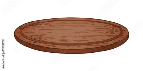 Vector illustration of round wooden kitchen cutting board