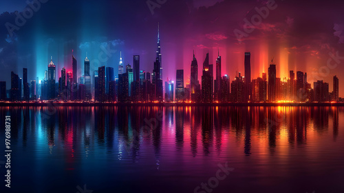 A vibrant city skyline illu...