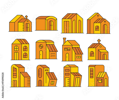 building icons set vector illustration