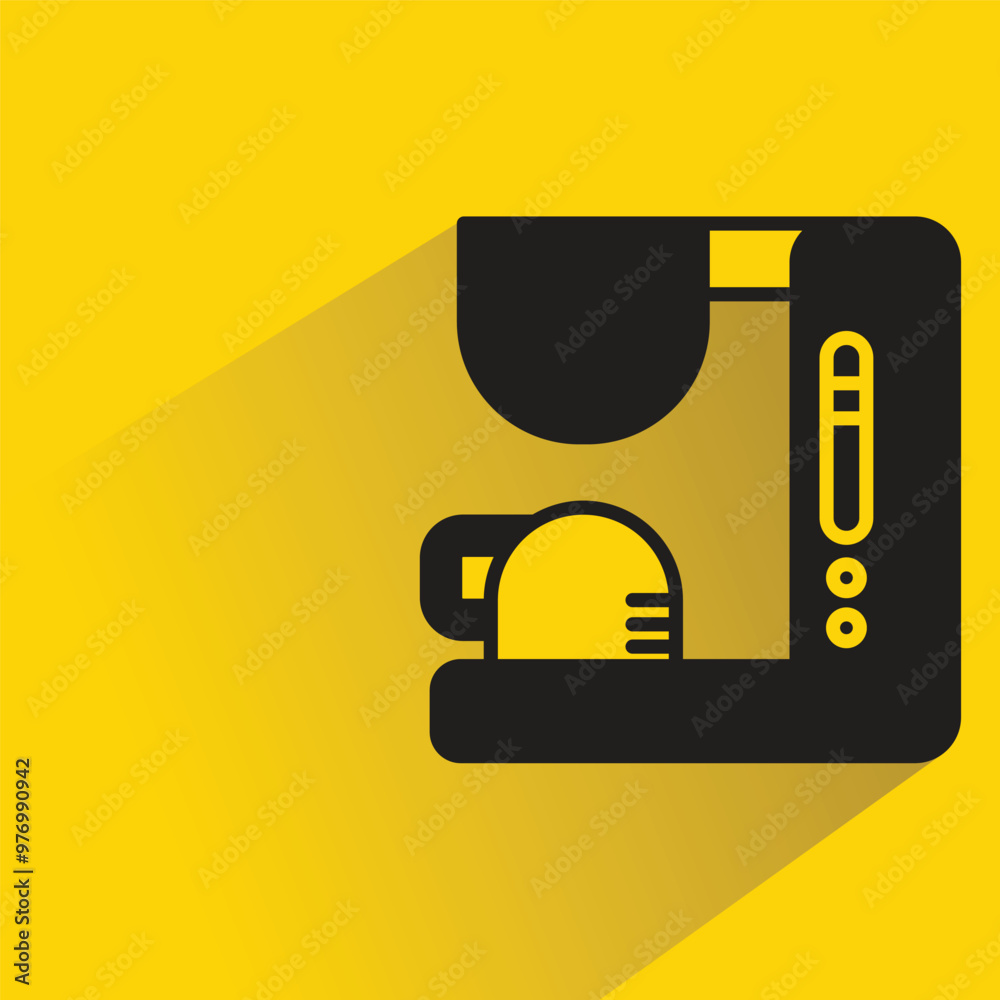 coffee machine with shadow on yellow background coffee machine with shadow on yellow background