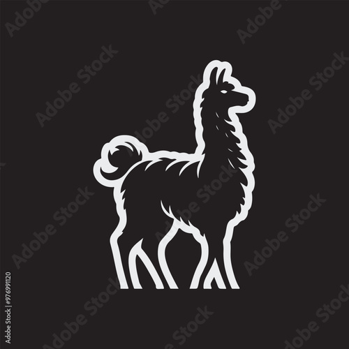 Beautiful IIama silhouette black icon vector art illustration. Use For Element Print Book, Animal Book and Animal Content