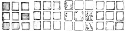 Rectangle frames, grunge frame set, grunge border set