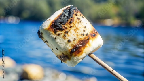 Burnt marshmallow on a stick