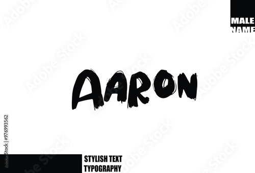 Baby Boy Name In Bold Grunge And Rough Typography Brush Text Aaron