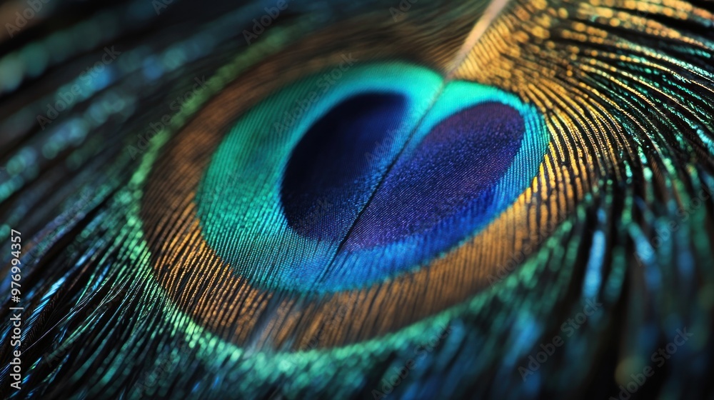 Naklejka premium Peacock Feather Close-up