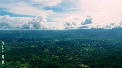 4K Cinematic nature aerial drone footage of the beautiful mountains and paddy fields of Ban Pa Pong Piang at Doi Ithanon next to Chiang Mai, Thailand on a sunny day photo