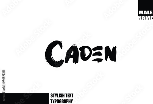 Caden Baby Boy Name In Bold Grunge And Rough Typography Brush Text photo