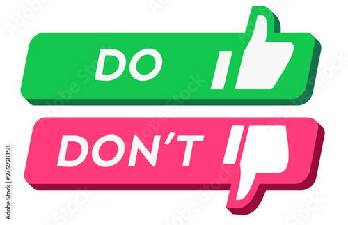 Do and dont sign modern 3d style on white background vector 10 eps