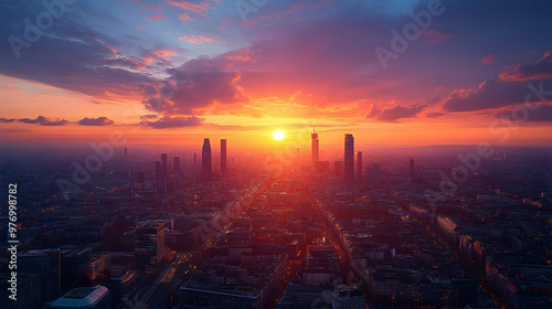 A vibrant sunset casts a wa...