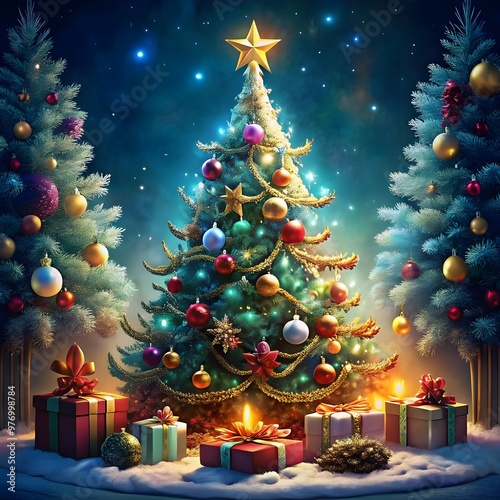 view of beautifully decorated christmas tree